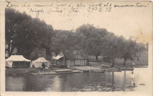 J42/ Belvidere Illinois RPPC Postcard c1910 Boats Tents Dock 31