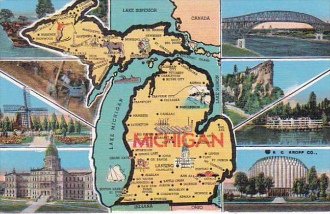 Map Of Michigan With Multi View 1941