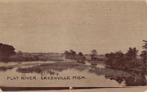 Greenville Michigan Flat River Waterfront Antique Postcard K76935