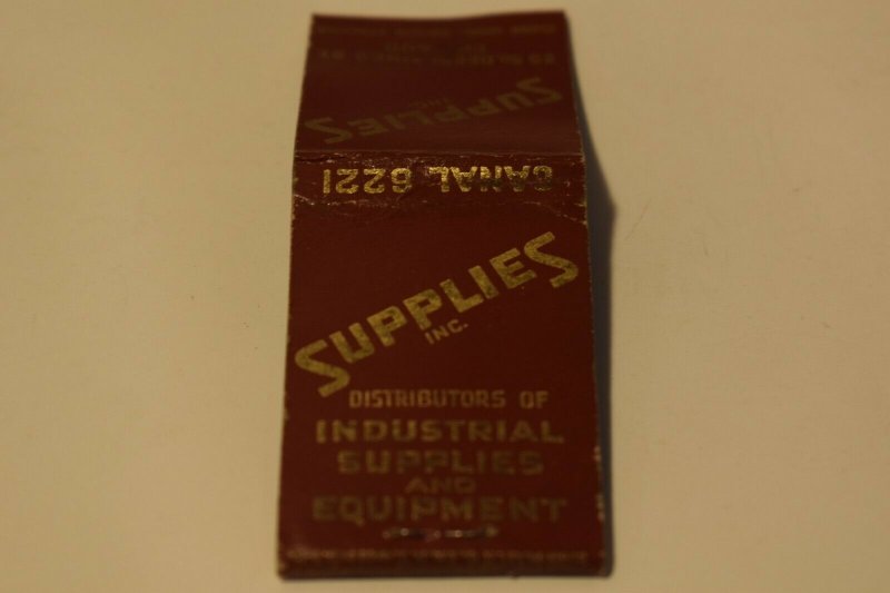 Supplies Inc. Industrial Equipment Advertising 20 Strike Matchbook Cover