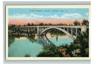 Wilson Memorial Bridge Jackson Postcard Mississippi Ms Vtg View Miss River   