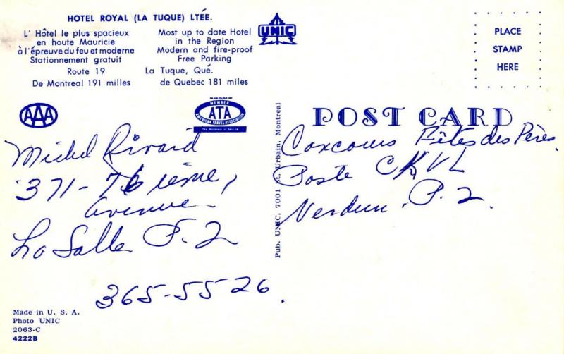 Canada - Quebec, La Tuque. Hotel Royal