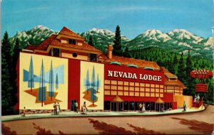 Vtg Lake Tahoe NV Nevada Lodge 1950s Chrome View Hotel Postcard