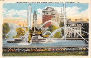 Fountain on Parkway looking towards City Hall - Philadelphia, Pennsylvania PA  