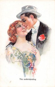 Love Romance Elegant Couple The Understanding Art by L Usabal postcard C327