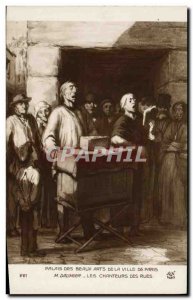 Old Postcard Palace of Fine Arts of the City of Paris Daumier street singers