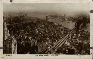 New York City East River Bridges Rotary Real Photo Vintage Postcard