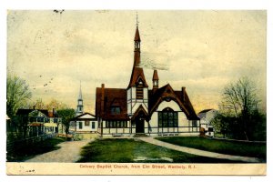 RI - Westerly. Calvary Baptist Church from Elm Street