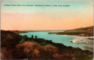 Vtg Hudson River Day Line Steamer Hendrick Hudson near Catskill NY Postcard