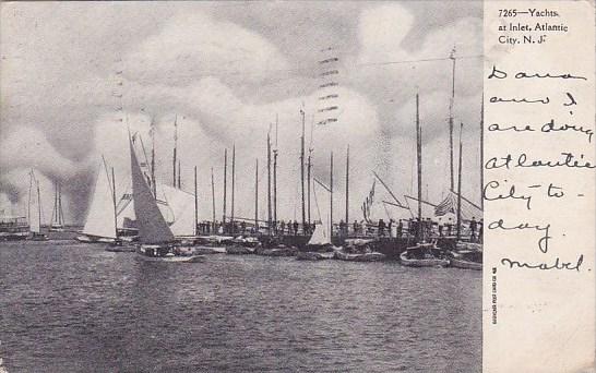 New Jersey Atlantic City Yachts At Inlet  1907