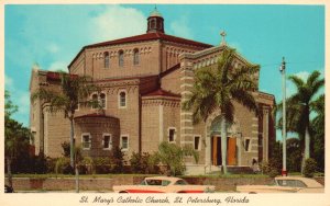 Vintage Postcard Prospect View St Mary's Catholic Church St. Petersburg Florida