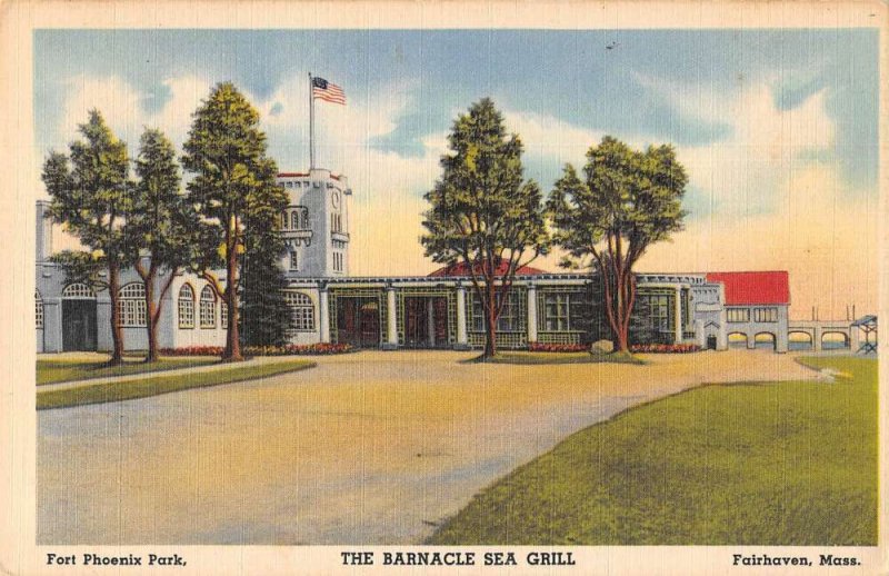 Fairhaven Massachusetts Barnacle Sea Grill Linen Vintage Postcard AA39794