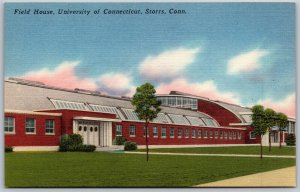 Vtg Storrs CT Field House University of Connecticut 1940s Linen View Postcard