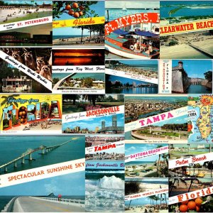 x19 MIXED LOT #2 c1960s Florida Greetings From Chrome City Postcards FL A179