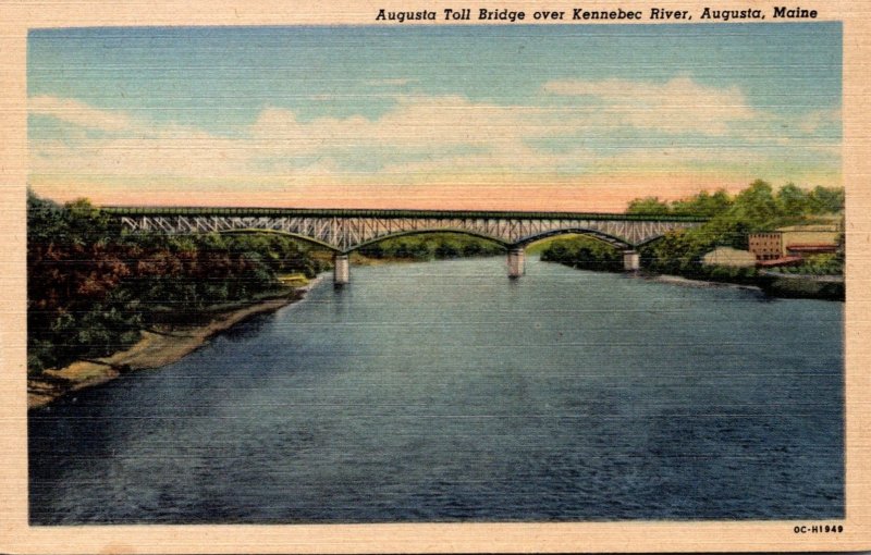 Maine Augusta The Augusta Toll Bridge Over Kennebec River Curteich