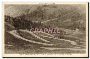 Old Postcard Route Des Alpes Laces Du Col D & # 39Allos Down On The Versant D...