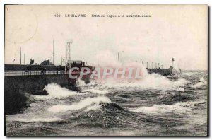 Old Postcard Le Havre Wave Effect has New Jetee