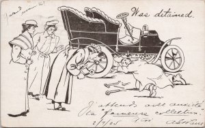 Car Automobile Broken Down Was Detained Woman Fixing ? 1905 Private Postcard H32