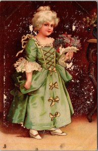 Postcard Raphael Tuck Girl in Green Dress No. 1028 1903 A16