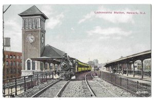 Lackawanna Station, Newark, New Jersey Unmailed Postcard, Steam Locomotive Train