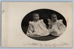 c1910's Cute Babies Studio Sunfield Michigan MI RPPC Photo Antique Postcard
