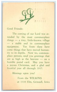 1956 Christmas Greeting from the Wilsons Grinnell Iowa IA Postal Card