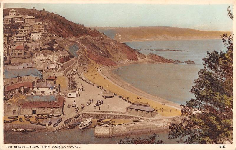 uk24064 beach and coast line looe cornwall real photo uk