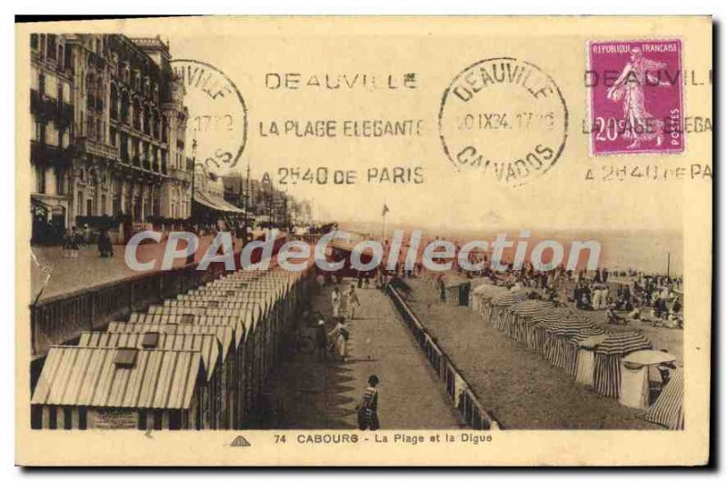 Old Postcard Cabourg The Beach And La Digue