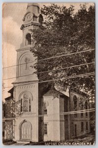 1909 Baptist Church Camden Maine ME Religious Building Landmark Posted Postcard