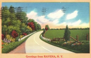 Vintage Postcard 1968 Greetings From Ravena New York Scenic Road Way View