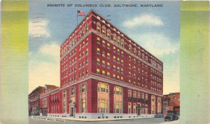 Baltimore Maryland 1946 Postcard Knights Of Columbus Club