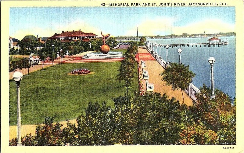 Memorial Park St. John's River Jacksonville Florida Postcard Standard View Card 