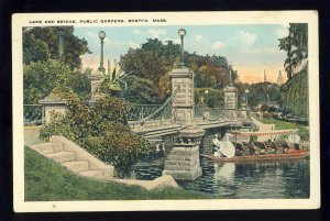 Boston, Massachusetts/MA Postcard, Lake & Bridge, Public Gardens, Swan Boat