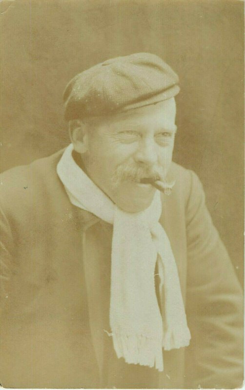 Vintage Postcard RPPC Man Smoking Cigar