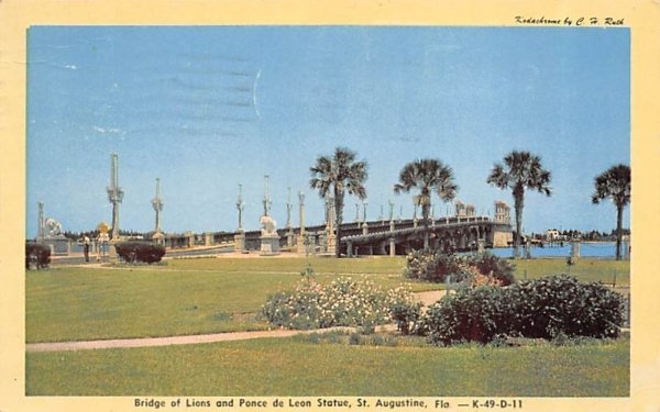 Bridge of Lions and Ponce de Leon Statue St Augustine, Florida