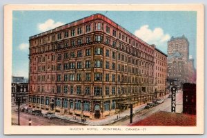 Queens Hotel Montreal Canada Main Street & High-Rise Building Landmark Postcard