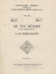 Se Tu M'Ami The Coquette Pergolesi Classical Sheet Music