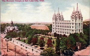 Historic Landmark Mormon Temple Church Salt Lake City Utah UT Postcard Note WOB 