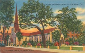 St Augustine Florida FL  Trinity Episcopal Church 1958 Linen  Postcard Used
