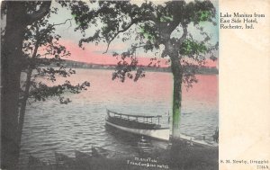 J32/ Rochester Indiana Postcard c1910 Lake Manitou East Side Hotel Boat 185