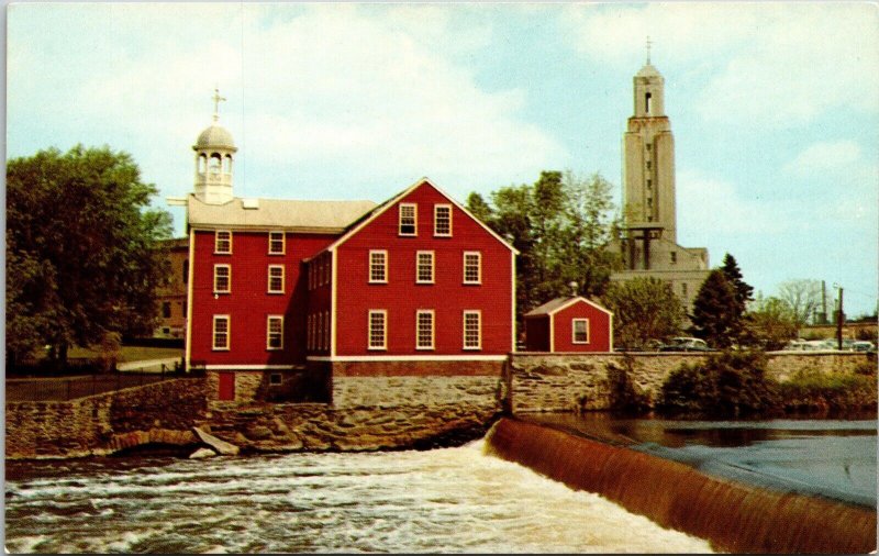 Pawtucket Rhode Island Old Slater Mill Historic Landmark Chrome Postcard 