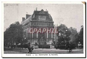 Old Postcard Paris Fountain St Michel