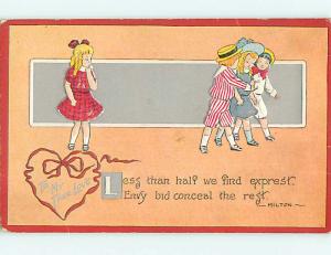 Divided-Back valentine GIRL IS JEALOUS OF ANOTHER GIRL WITH BOYS r4116