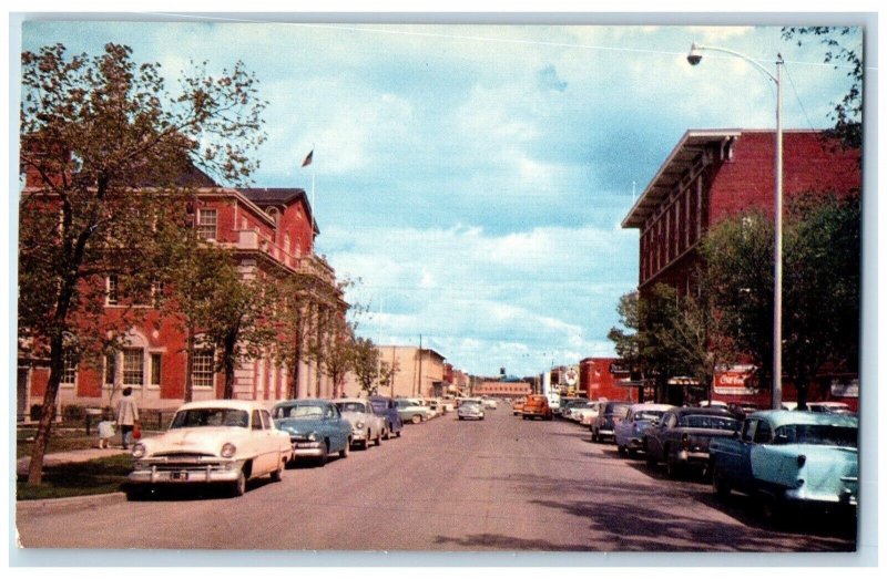 c1950's Cars Scene Third Avenue Looking North Havre Montana MT Vintage Postcard