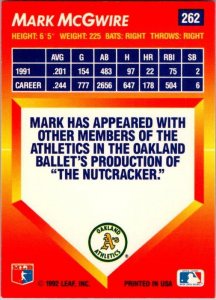 1992 Donruss Baseball Card Mark McGwire Oakland Athletics sk3174