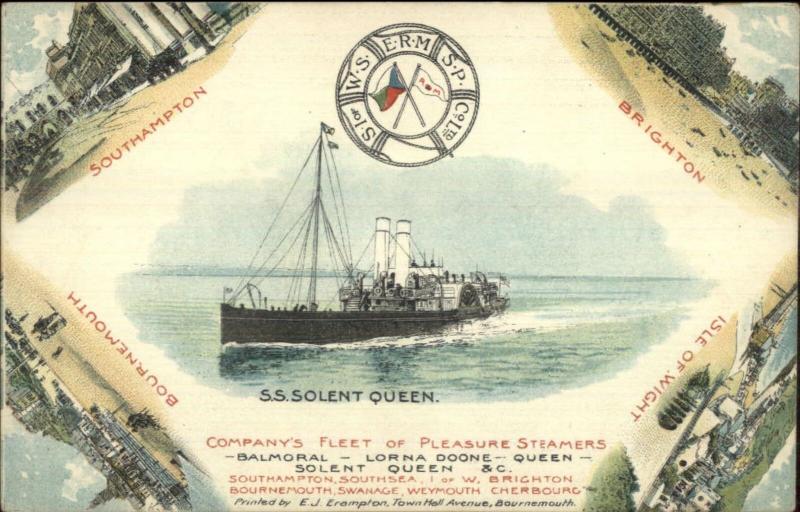 SI of WS ERM SP Co Ltd Steamship SS Solent Queen w/ Views c1910 Postcard