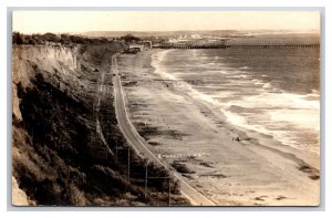 RPPC Aerial View Theodore Roosevelt Highway Santa Monica CA UNP Postcard Z9