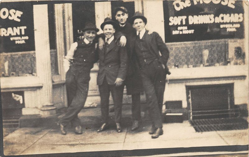 F82/ Occupational RPPC Postcard c1910 The Moose Cigar Shop Men 17