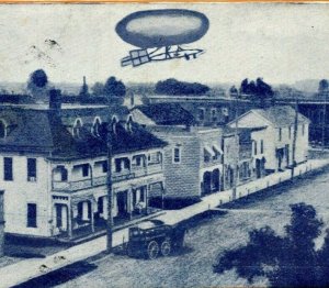 Seeing Imlay City From Airship Blimp Dirigible Michigan MI 1910 DB Postcard