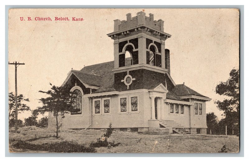 Postcard U. B. Church Beloit Kans. Kansas Vintage Standard View Card 